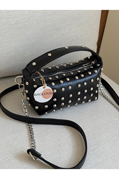 BAGLOVİS Γυναικεία μικροτσάντα χειρός και ώμου με ασημένια λεπτομέρεια Troc κ...