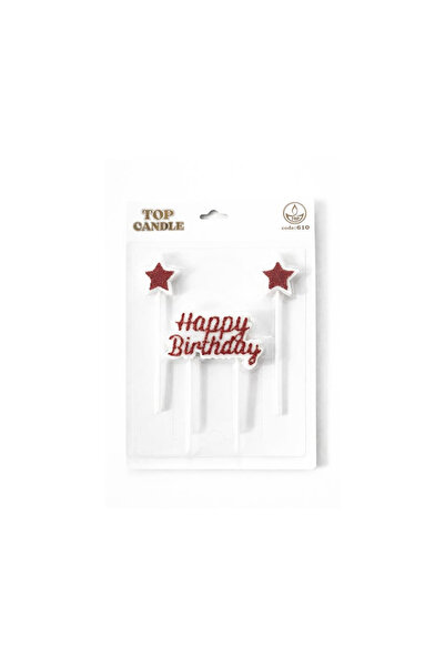 Vipfoni Glitter Happy Birthday Star Candle Set Red