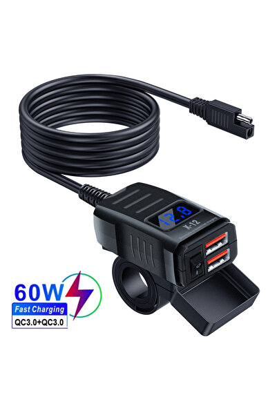 Choice4 Dual QC3.0 Volt-A PD+QC3.0 Motorcycle USB Fast Charger 60W Handlebar ...