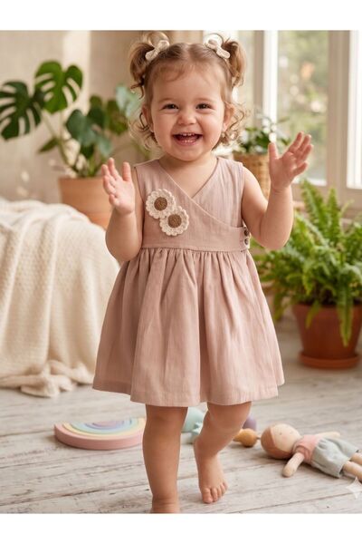 Cherrys Bebek V-Neck Double-Breasted Tie-Up Floral Embroidered Bohemian Baby ...