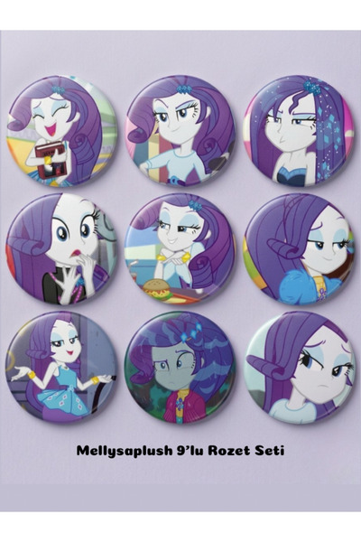 mellysaplush Rarity My Little Pony Equestria Girls Rozet 9 Adet 44mm