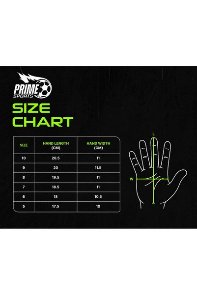 PRIME SPORTS قفازات حارس المرمى من برايم مع رباط للرسغ، قفازات حارس المرمى للكبار والأطفال، قفازات حارس المرمى لكرة القدم
