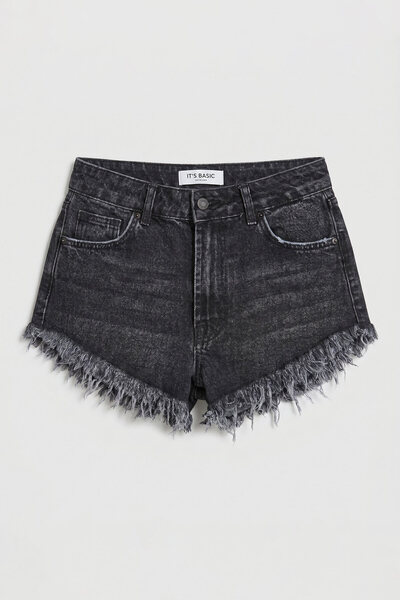 it's basic Γυναικείο σκούρο καπνιστό τζιν σορτς 2s6-1 σε μίνι μήκος
