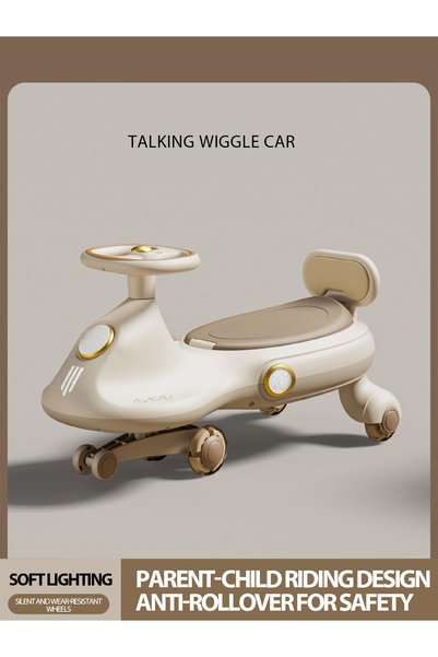 Vitakit Wiggle Car Kids Swing Car, Anti-Rollover Ride On Toy with Music & LED Lights, Silent Wheels, Parent-Child Twister Car for Toddlers 1-3+