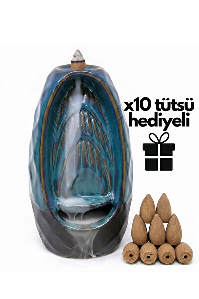 MyReal Şelale Tasarımlı Seramik Geri Akışlı Tütsülük Çift Taraflı + 10 Adet H...