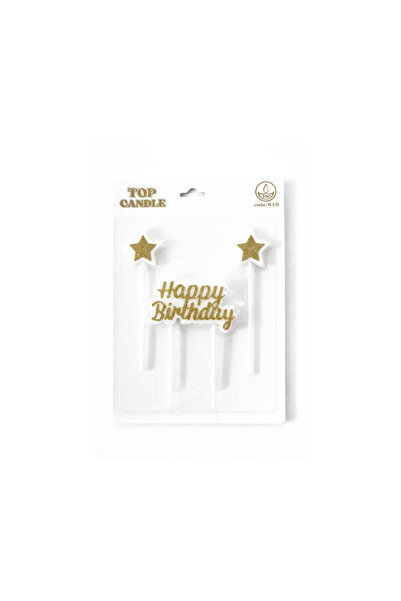 Vipfoni Glitter Happy Birthday Star Candle Set Gold
