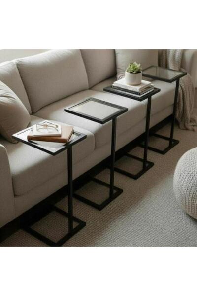 Telal Black Glass Serving Table Set – 4 Pieces with Luxurious Touch