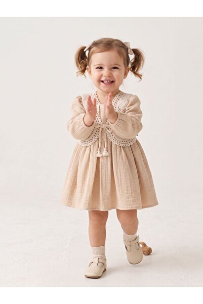 Cherrys Bebek Nostalgic Design Ruffled Muslin Dress