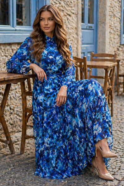 benguen Φόρεμα Τζέσικα με σχέδια, Τεσεττούρ, B600 Ναυτικό Μπλε