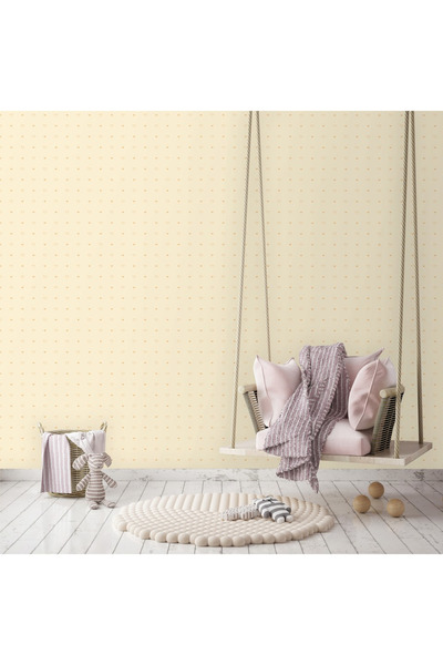 Adawall Mini Kalp Desenli Duvar Kağıdı | ADAKIDS, 8933-1, Bej, Açık, Elyaf Ta...