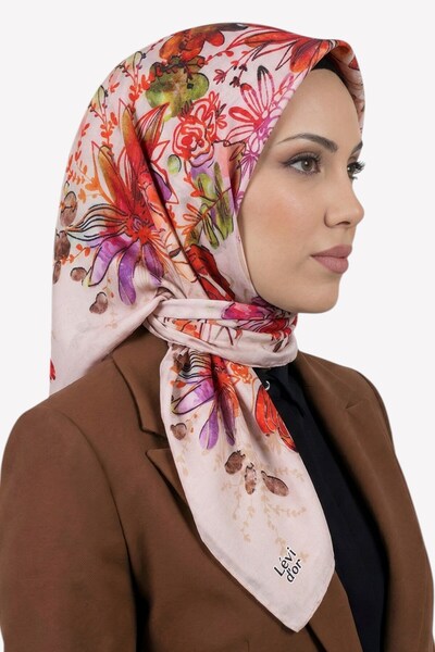 hadiora Women's Powder Floral Patterned Crystal Scarf