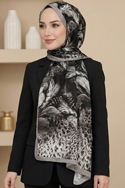 hadiora Women's Beige Leopard Patterned Bamboo Crush Shawl