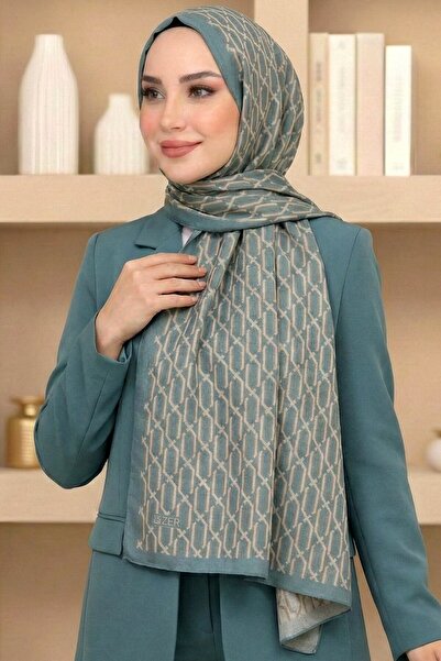 hadiora Women's Mint Geometric Pattern Organic Cotton Soft Shawl