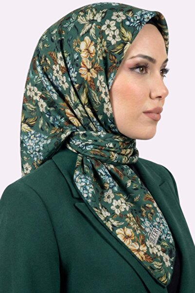 hadiora Women's Green Floral Patterned Organic Cotton Soft Scarf