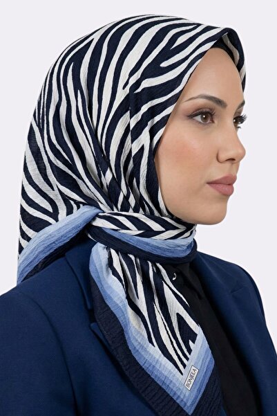 hadiora Women's Navy Blue Zebra Patterned Mio Jazz Scarf