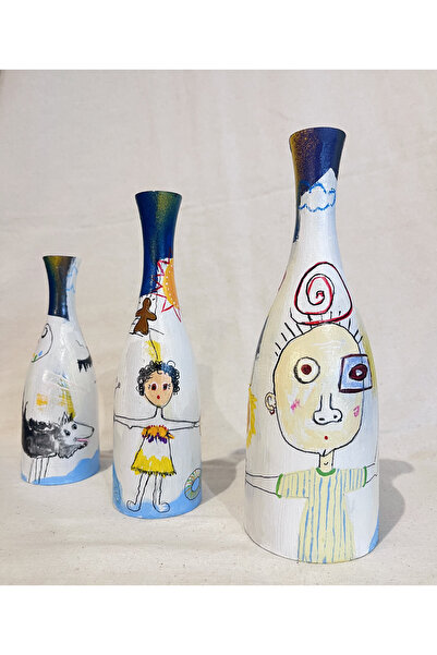 pinaart Decorative Wooden Vase Flower Pot 3 Pieces Size 20cm 18cm 15cm