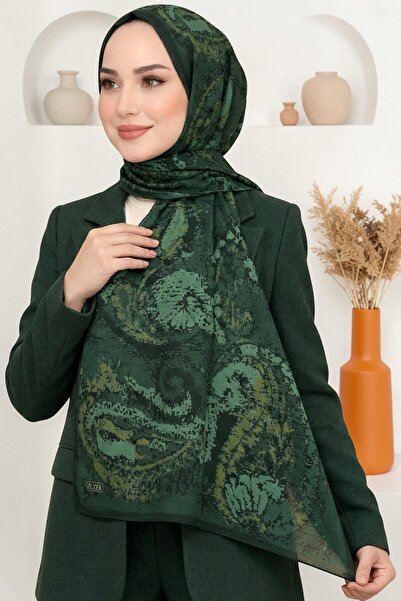 hadiora Kadın Yeşil Soyut Desenli Organik Pamuk Soft Şal