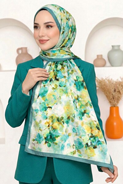 hadiora Women's Pink Green Patterned Organic Cotton Soft Shawl