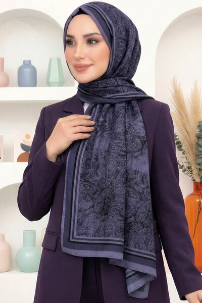 hadiora Women's Purple Shawl with Patterned Bamboo Crush Design