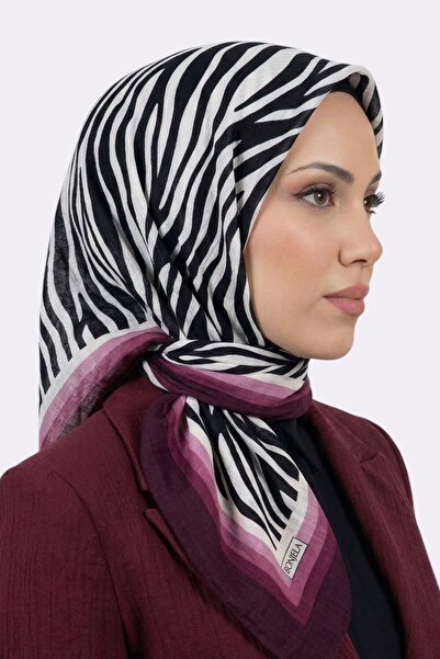 hadiora وشاح ميو جاز نسائي بنقشة الحمار الوحشي بلون البرقوق
