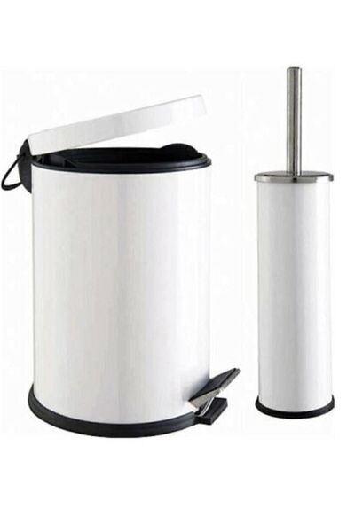 Empressco Banyo Beyaz Çöp Kovası 3 Lt + Klozet Fırçalığı 2'li Set