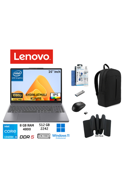 LENOVO Slim 3 16IRH10 IntelCore I5 13420H 8GB 512GB SSD W11 PRO 16” 83K20077T...