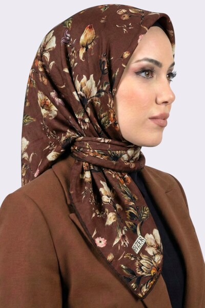 hadiora وشاح نسائي ناعم من القطن العضوي بنقشة زهور برتقالية