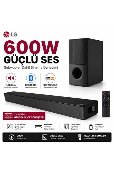 LG Tv İle Senkronize Çalışan Wow Arayüzlü 600 W 4.1 Kanal Profesyonel Soundba...