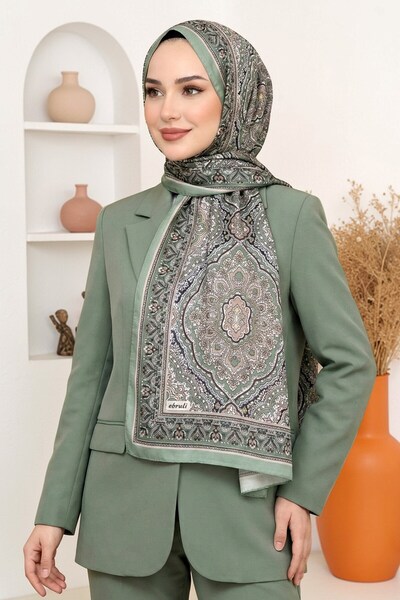 hadiora Kadın Mint Yeşili Mandala Desenli Organik Pamuk Soft Şal