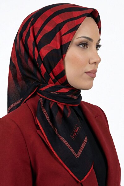 hadiora وشاح ناعم من القطن العضوي بنمط الحمار الوحشي باللونين الأحمر والأسود