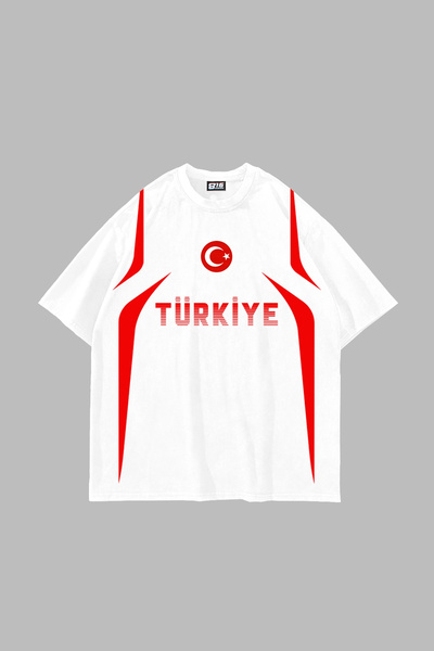 Sekizbiraltı Λευκό μπλουζάκι Unisex με στάμπα Türkiye V2