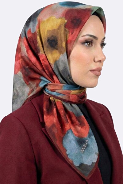 hadiora وشاح نسائي ناعم من القطن العضوي بنقشة زهور حمراء