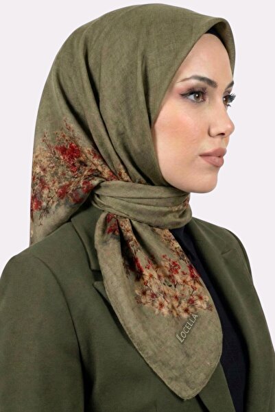 hadiora وشاح نسائي ناعم من القطن العضوي بنقشة الزهور الخضراء