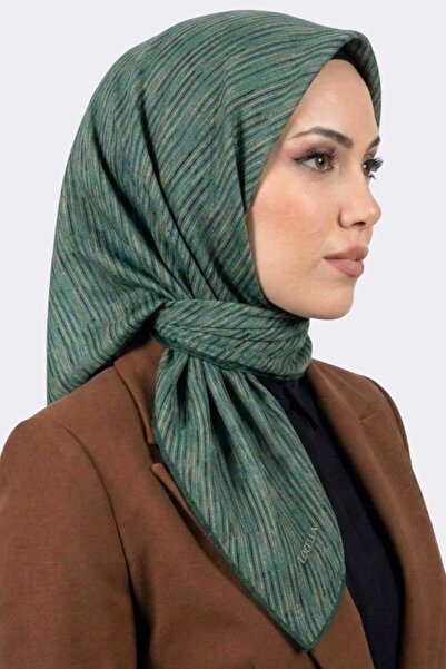 hadiora وشاح نسائي ناعم من القطن العضوي بنمط خطوط خضراء