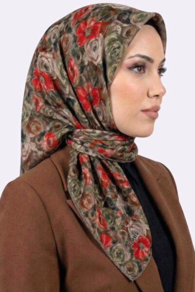 hadiora Women's Green Rose Patterned Organic Cotton Soft Scarf