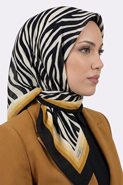 hadiora Kadın Hardal Sarısı Zebra Desenli Mio Caz Eşarp
