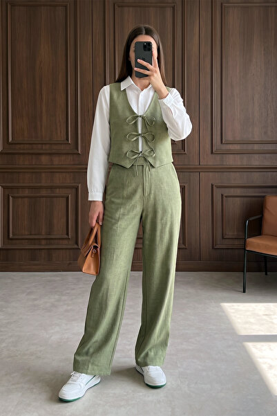 MODAQU Γιλέκο και Παντελόνι Διπλό Σετ - Χακί