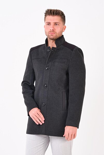 RUVEN TEKSTİL Στενή εφαρμογή, όρθιος γιακάς, ριμπάνες στους ώμους, μακρύ παλτ...