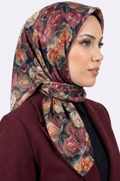 hadiora وشاح نسائي ناعم من القطن العضوي بنقشة زهور وردية