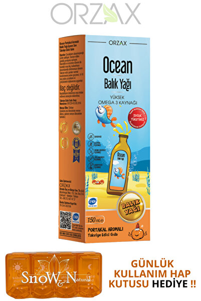 Ocean Portakal Aromalı Balık Yağı 150 ML + Hap Kutusu HEDİYE