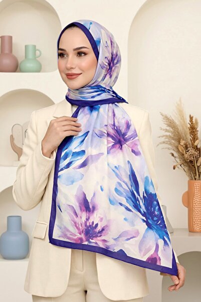 hadiora Women's Purple Watercolor Floral Pattern Soft Shawl