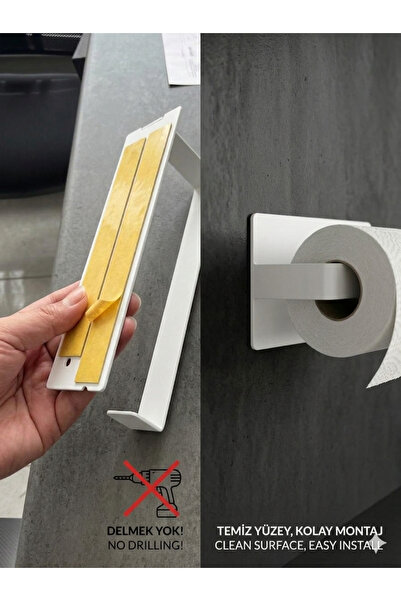 Grassi Yapışkanlı Metal Kağıt Havlu Peçetelik - Yapışkanlı Demir Askılık - Havluluk Banyo Askısı