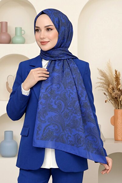 hadiora Women's Blue Shawl with Patterned Soft Shawl