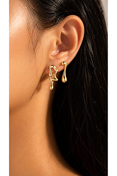 ATALYA ACCESSORY Special Design Organic Form Drop Women's Steel Earrings