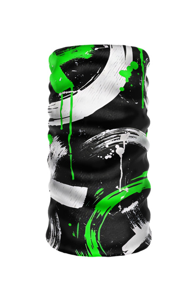 Neon Yeşil Beyaz Graffiti Desenli Çok Amaçlı Bandana Boyunluk Maske Motorcu Buff Aksesuar Balaklava