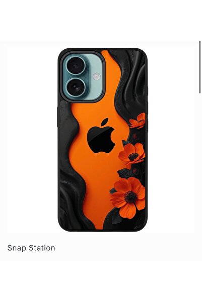 SNAPSTATIONRO Προστατευτική θήκη, MagSafe, iPhone 16 - Apple_Flowers_Orange