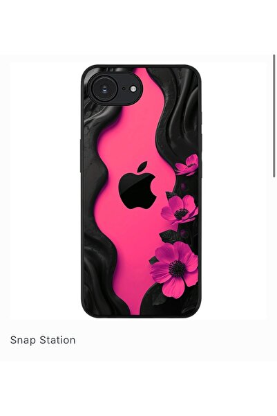 SNAPSTATIONRO Προστατευτική θήκη, MagSafe, iPhone 16E - Apple_Logo_Pink_Flowers