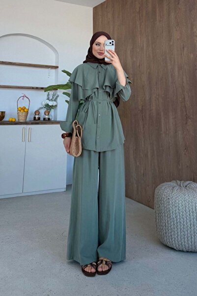 Hazamoda Σετ Ορκίντεϊ Φριφέλεϊ Μοντάλ με βολάν σε χρώμα Μέντα