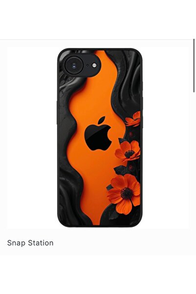 SNAPSTATIONRO Προστατευτική θήκη, MagSafe, iPhone 16E - Apple_Flowers_Orange