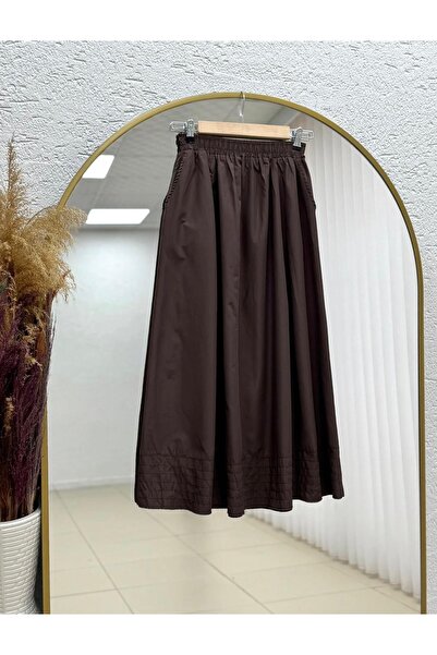 moda biz Γυναικεία Εισαγόμενη Φούστα Ποπλίνα με Πλαϊνές Τσέπες